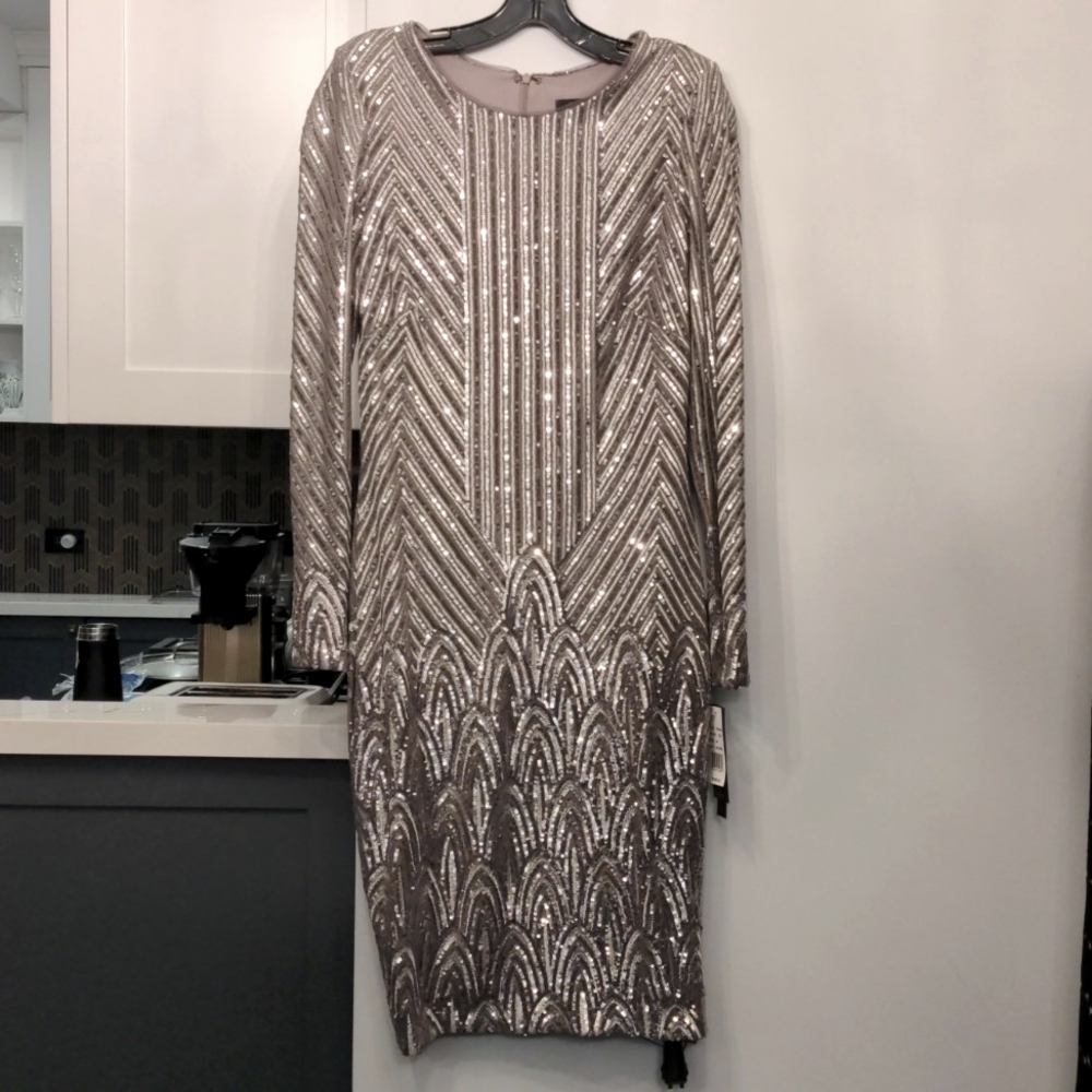 Aqua Sequin Evening Dress size 14